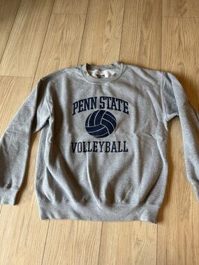 Gildan Gray Crewneck Sweatshirt with Navy Penn State Volleyball Logo